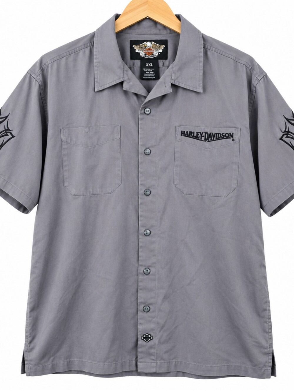 Harley-Davidson Eagle Graphic Button Up Shirt Men's XXL 2XL Gray